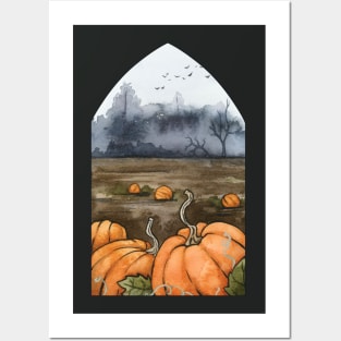 Pumpkin Patch Watercolor Painting Posters and Art